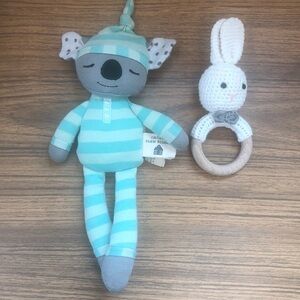 Apple Park Organic Farm Buddies Plush Kozy Koala and Crocheted Bunny Teether Set